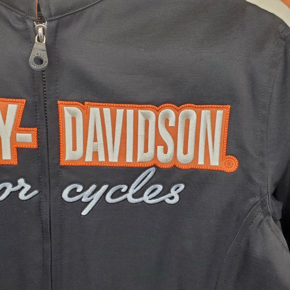 Harley-Davidson Women's Med Nylon & Mesh Black/Orange Motorcycle Riding Jacket - Picture 5 of 16